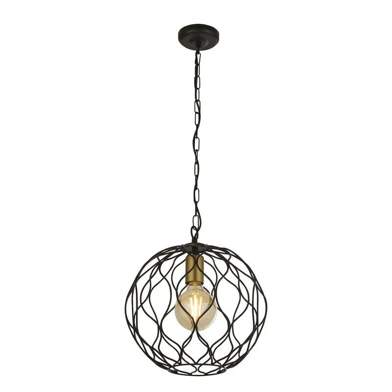 Hanglamp, staal, zwart, goud, in hoogte verstelbaar, H 120 cm Exclusieve Aanbieding