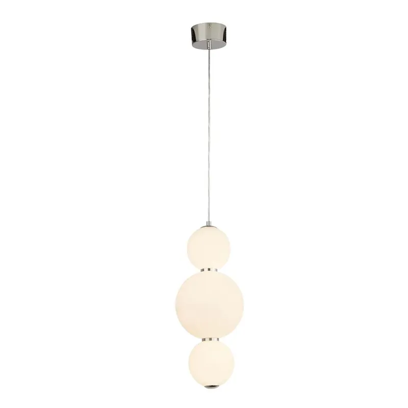 LED hanglamp, chroomstaal, wit glas, dimbaar, H 148 cm Finale Uitverkoop