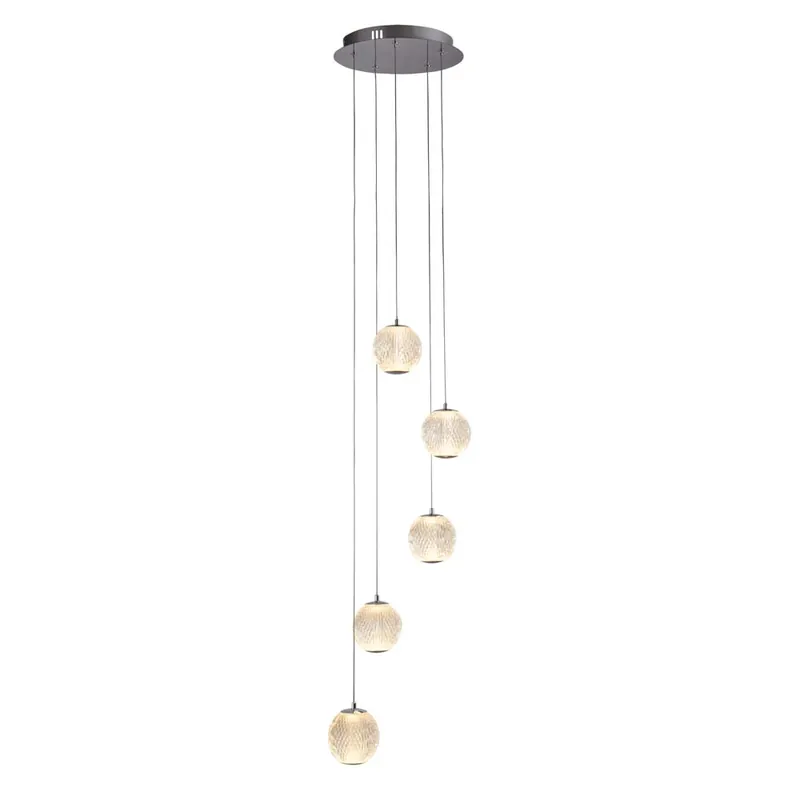 LED hanglamp, chroomstaal, helder acryl, dimbaar, H 150 cm Beperkte Voorraad