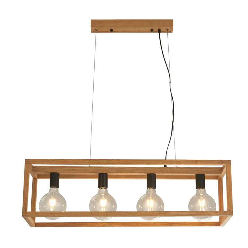Flitsaanbieding Hanglamp, bamboe, naturel, zwart, L 90 cm