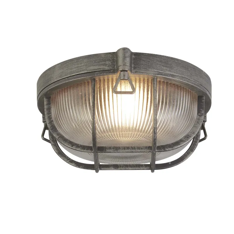 Buiten plafondlamp, aluminium, glas, zilver, H 26,5 cm Betrouwbaar