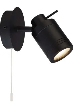Beperkt Aanbod Wandlamp, trekschakelaar, roestvrij staal, zwart, H 14 cm
