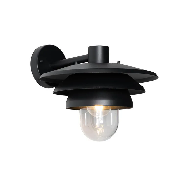 Qazqa wandlamp met glas morty zwart e27 Direct Verzonden