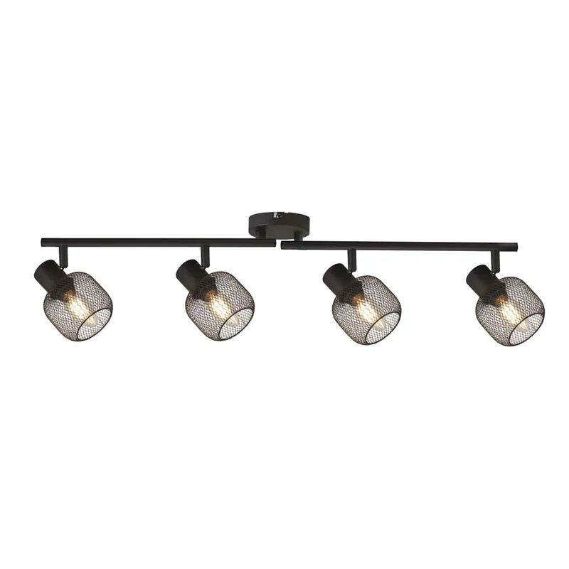 Shop Nu Plafondlamp, 4 spots, zacht staal, zwart E14, L=79cm