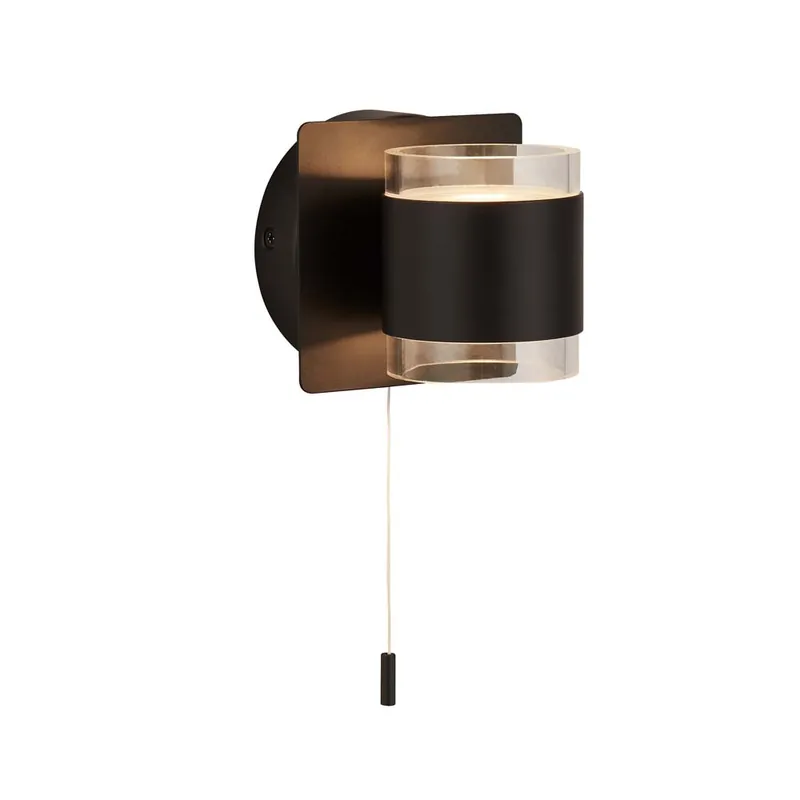 Fabrieksprijs LED wandlamp, staal zwart, helder, IP44, H 10 cm