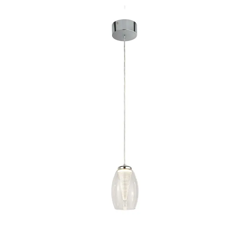 Bestseller LED hanglamp, chroom metaal, helder glas, H 120 cm