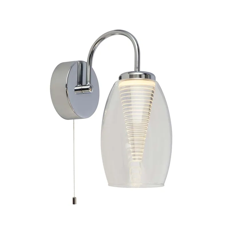 LED wandlamp, chroom, glas, H 26,5 cm Korting