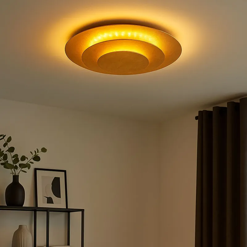 Hoge Kwaliteit LED plafondlamp, metaal, goudkleurig, D 18cm