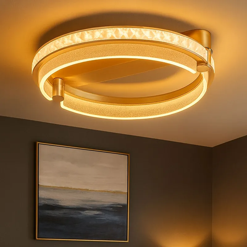 LED plafondlamp, goud, afstandsbediening, kristallen, CCT, D 40 cm Laatste Versie