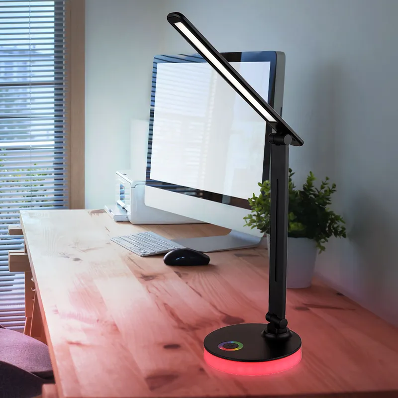 LED tafellamp zwart, RGB kleurverandering, touchdimmer, H 50 cm Premium