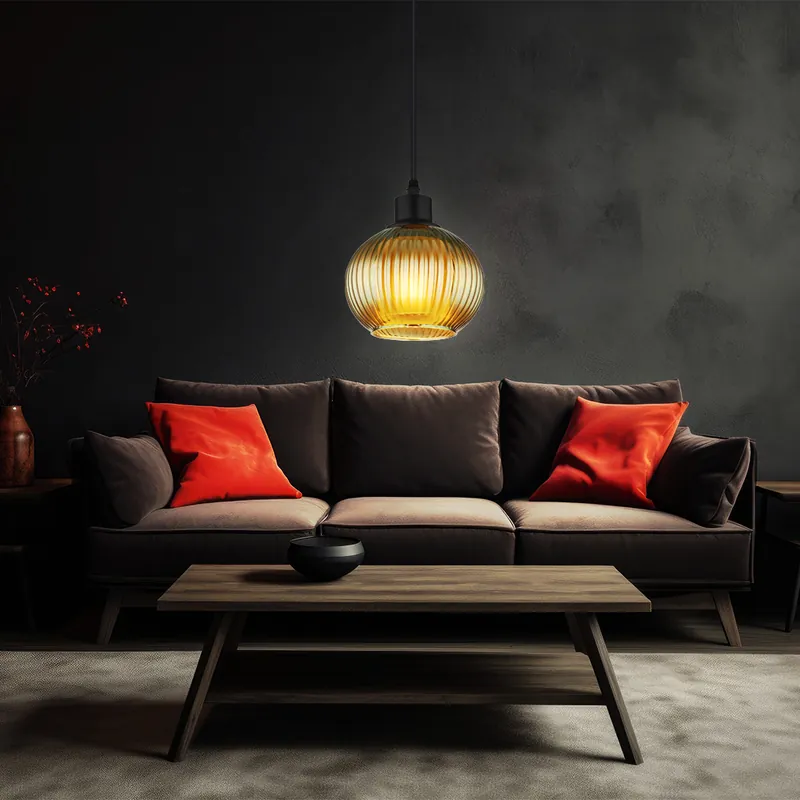 Beperkt Aanbod Hanglamp, metaal, mat zwart, glas