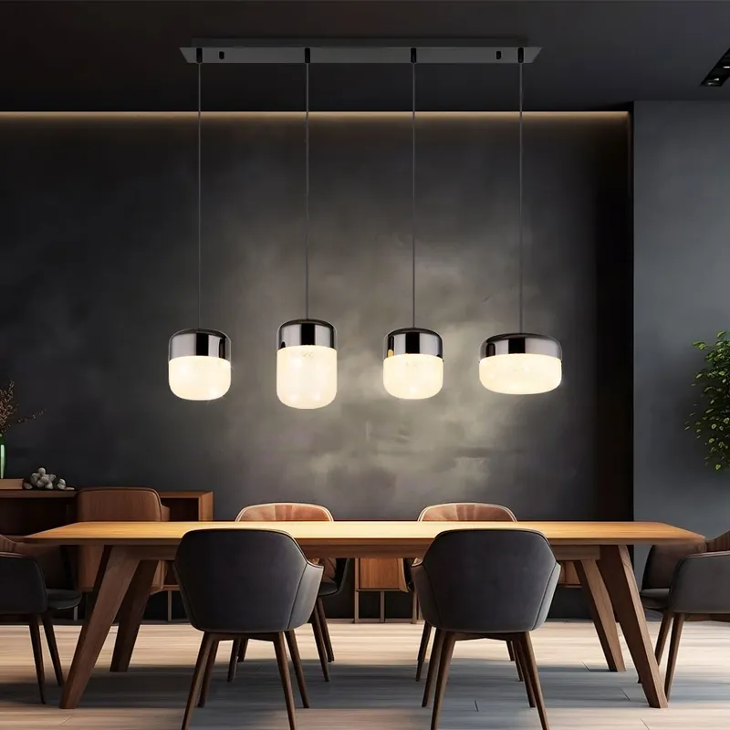 Merkproduct LED hanglamp, metaal, grafiet, glas, kristallen, 4-vlam