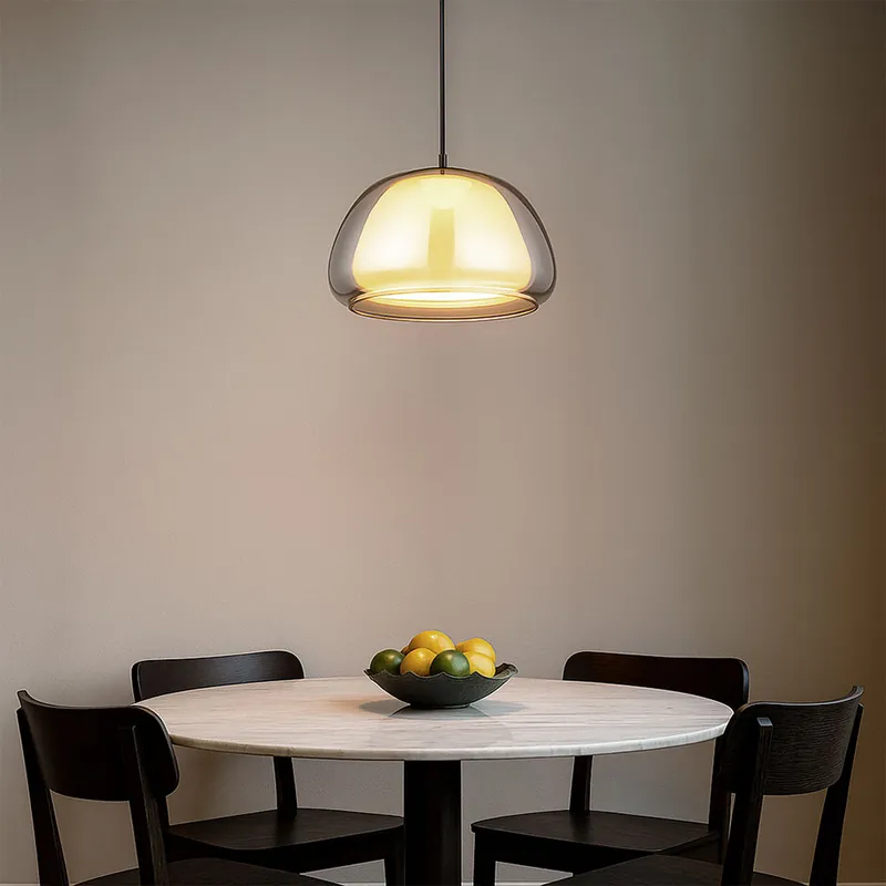 Hanglamp, zwart metaal, rookglas, H 120 cm Veilige Betaling