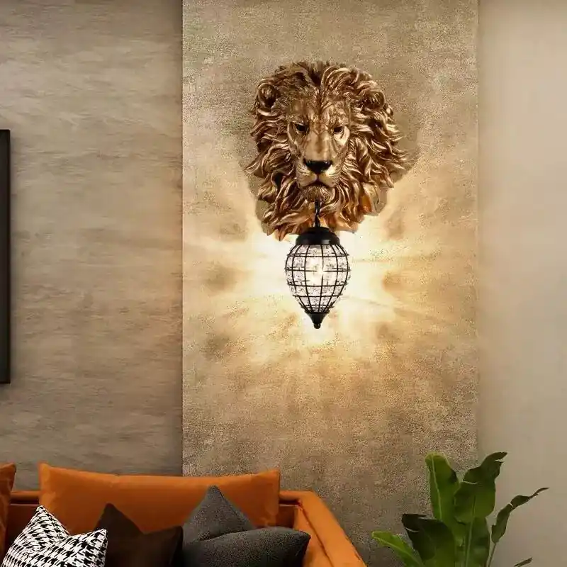 RoyalGlow - Majestueuze Leeuwenkop Wandlamp in Vintage Stijl – Decoratieve LED Lamp Bestseller