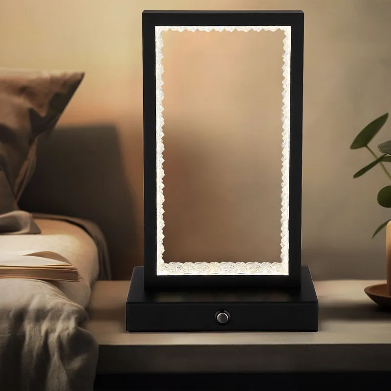 Lage Kosten LED tafellamp, touchdimmer, oplaadbare batterij, kristallen, H 23 cm