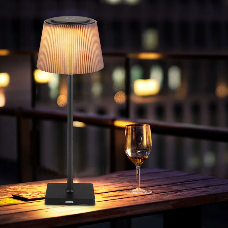 Premium LED tafellamp, buitenlamp, touch dimmer, oplaadbare batterij H 38 cm