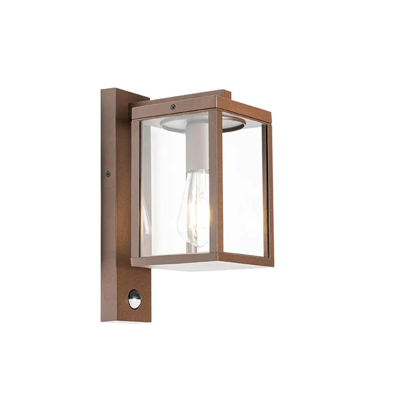 Qazqa wandlamp met daglichtsensor charlois bruin e27 Laatste Versie