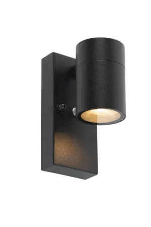Weekendaanbieding Qazqa wandlamp met daglichtsensor solo zwart gu10
