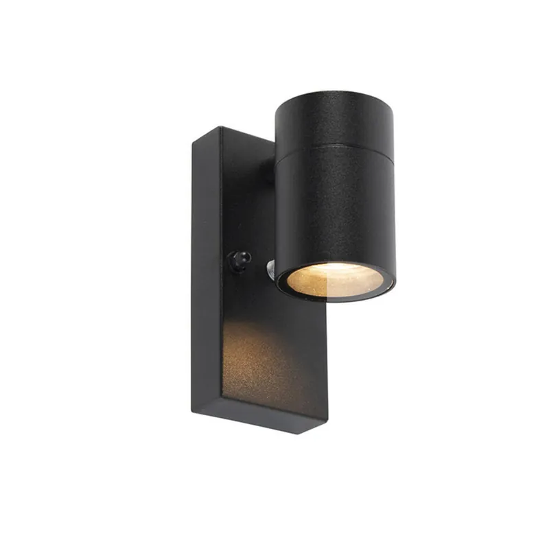 Weekendaanbieding Qazqa wandlamp met daglichtsensor solo zwart gu10