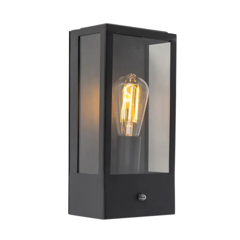 Gereduceerde Prijs Qazqa wandlamp met daglichtsensor rotterdam zwart e27