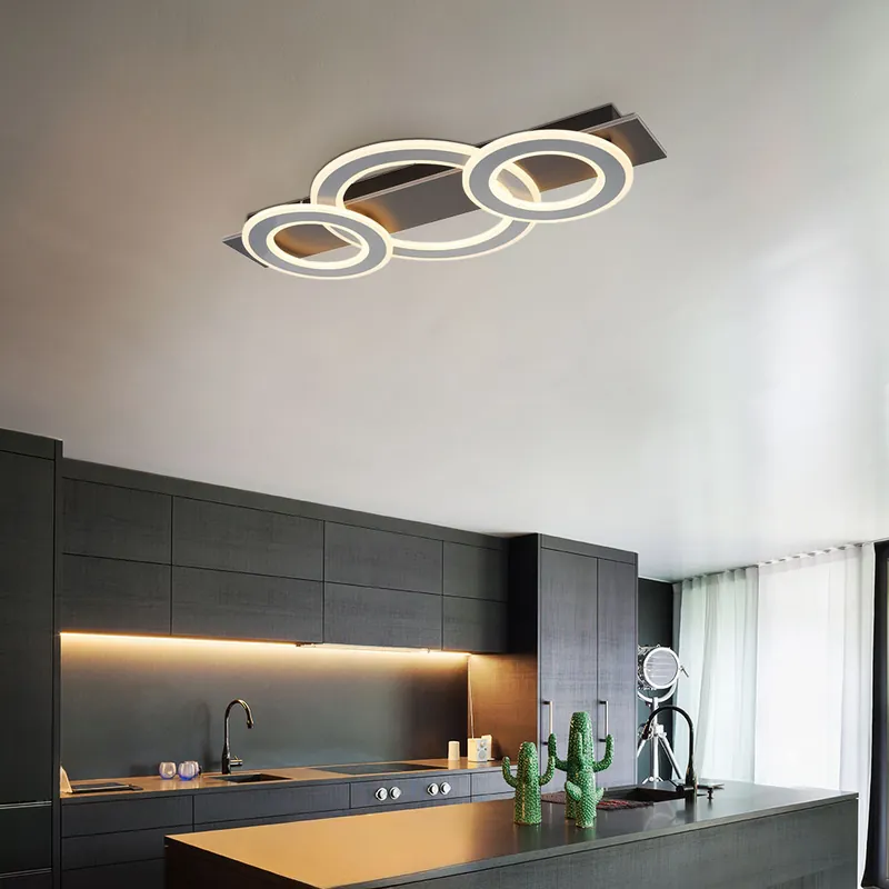 Op = Op LED plafondlamp grijs geborsteld, opaal, L 73 cm