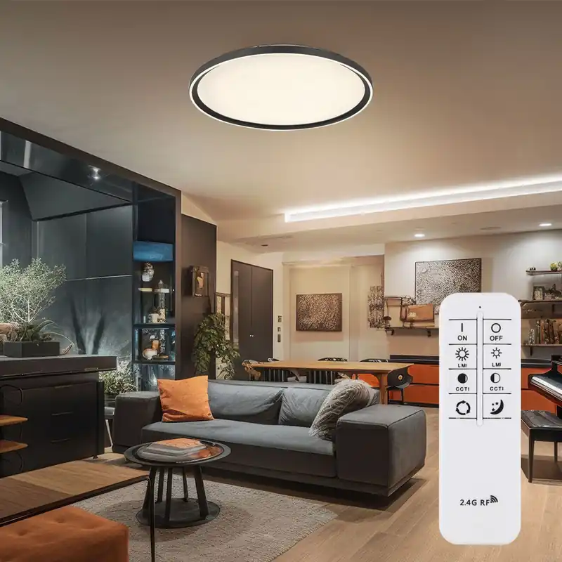 Bestel Nu LED plafondlamp, grijs aluminium, dimbaar, afstandsbediening D 50 cm