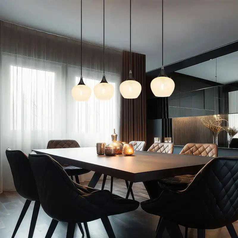 Aanbieding Hanglamp, 4-lichts, kristallen, glas, zwart chroom, L 99 cm