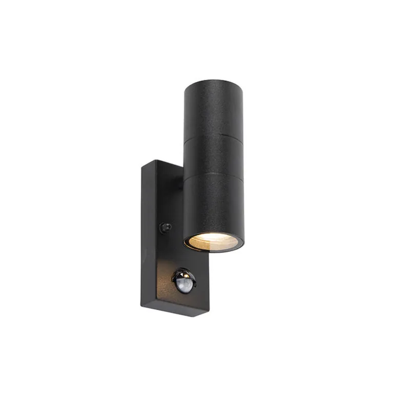 Lage Kosten Qazqa wandlamp met bewegingssensor duo zwart gu10