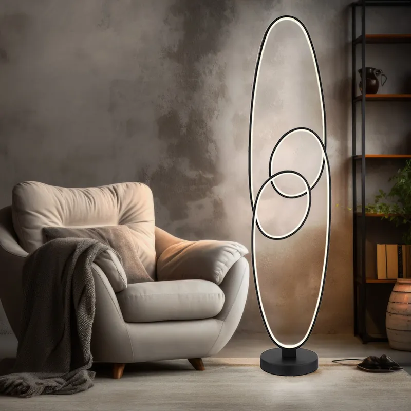 LED vloerlamp, aluminium, zwart, CCT, H 122 cm Premium