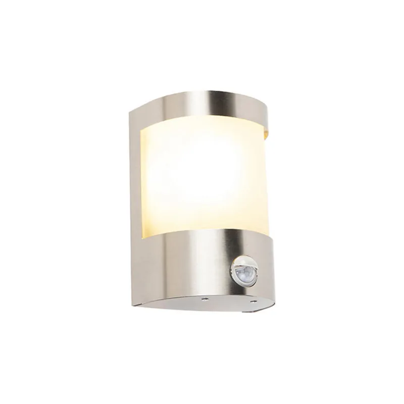 Beste Prijs Qazqa wandlamp met bewegingssensor mira zilverkleurig e27