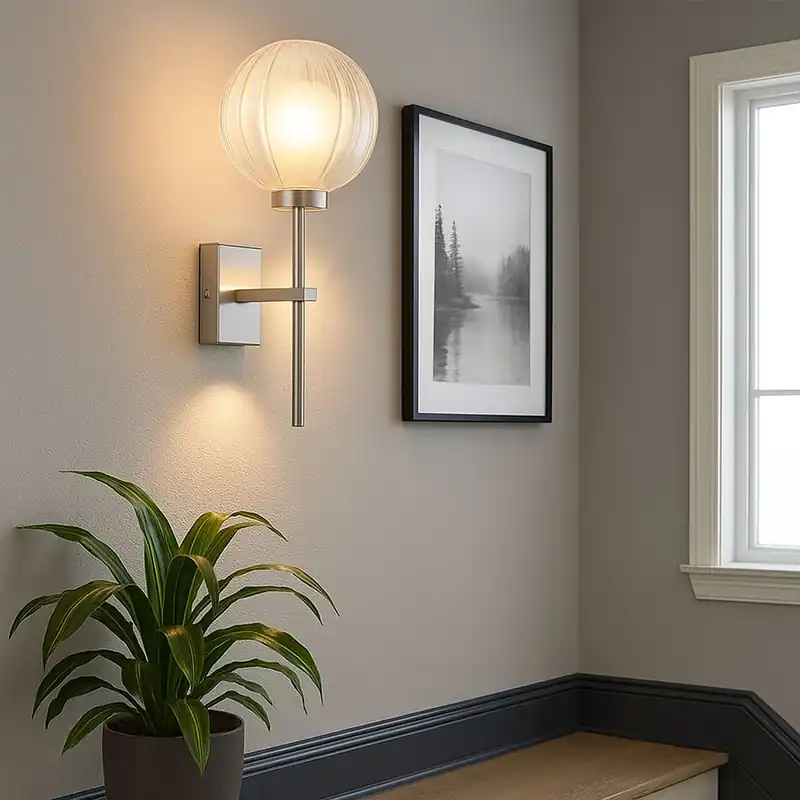 Actieprijs Wandlamp, mat glas, IP44, H 14,1 cm