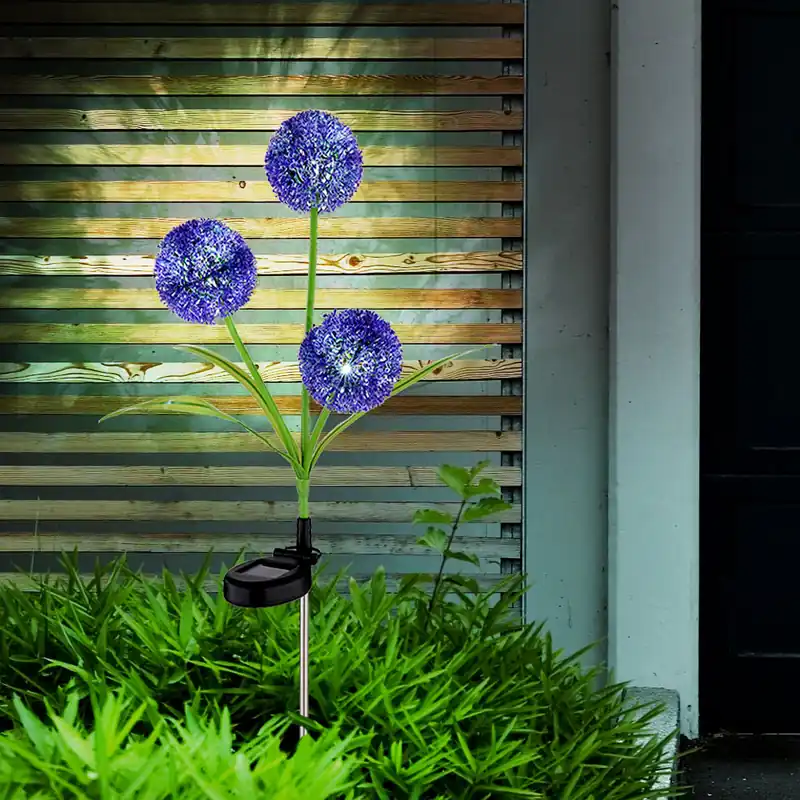 LED-zonnelicht, paarse paardenbloem, roestvrij staal, h 75 cm Weekendaanbieding