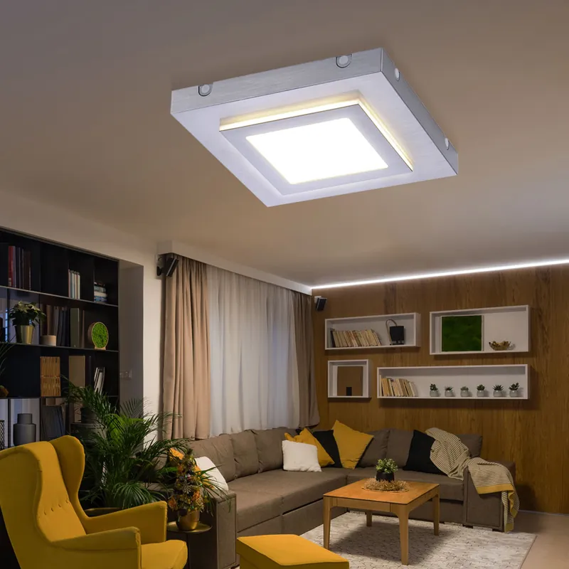 Gratis Retour LED plafondlamp, aluminium, zilver, warm wit, L 30 cm