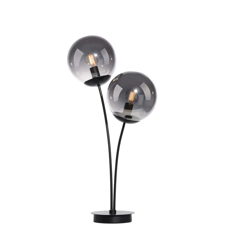 Aanbieding Tafellamp, zwart, rookglas, H 60 cm