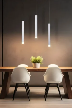 Aanbieding LED hanglamp, aluminium, zilver, warm wit, H 120 cm