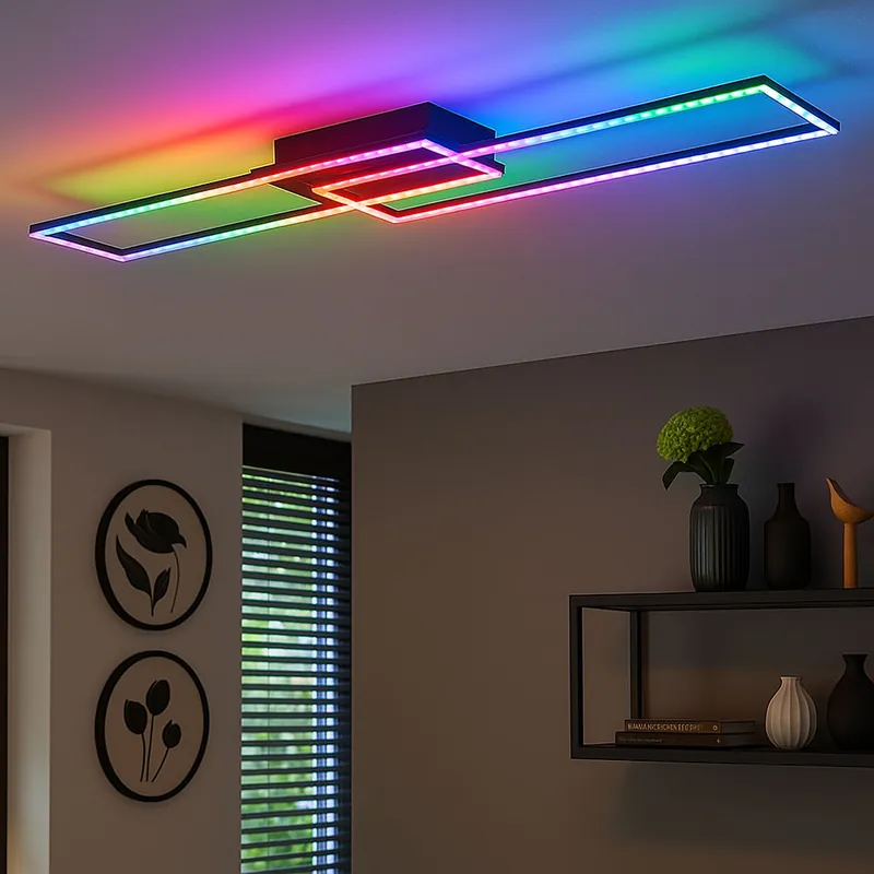 RGB LED plafondlamp, dimbaar, afstandsbediening, L 121 cm Favoriet
