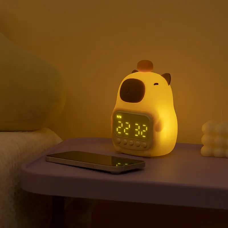 Dagaanbieding CapyGlow – Schattige Capibara Nachtlamp met LED en Wekker voor Kinderen