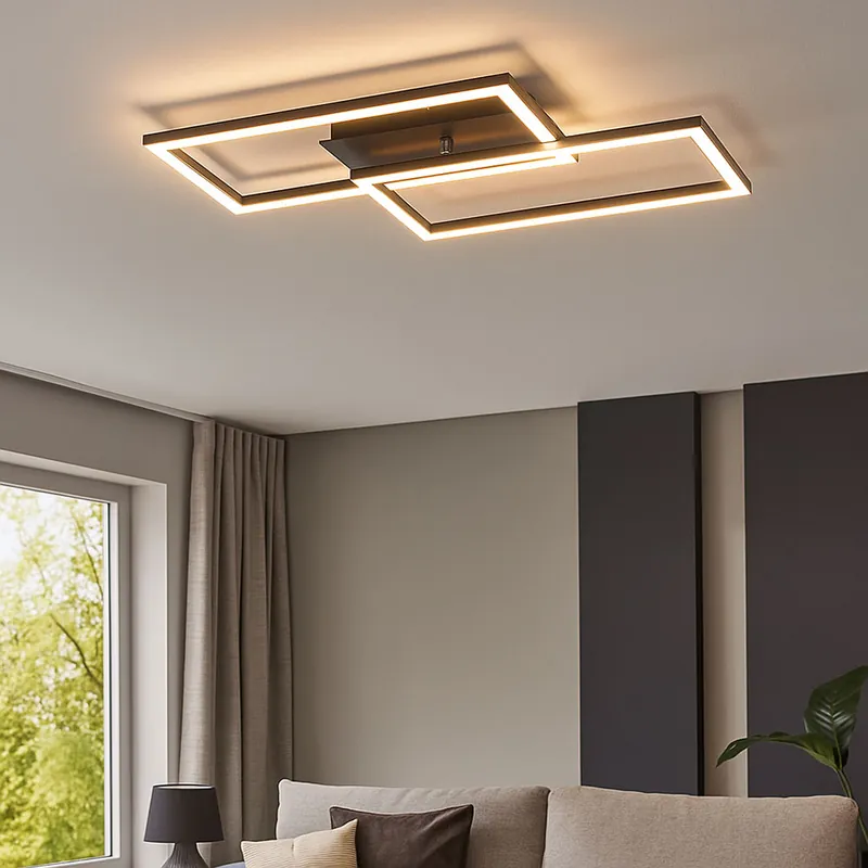 LED plafondlamp, dimbaar, beweegbaar, zwart, L 54 cm Populair