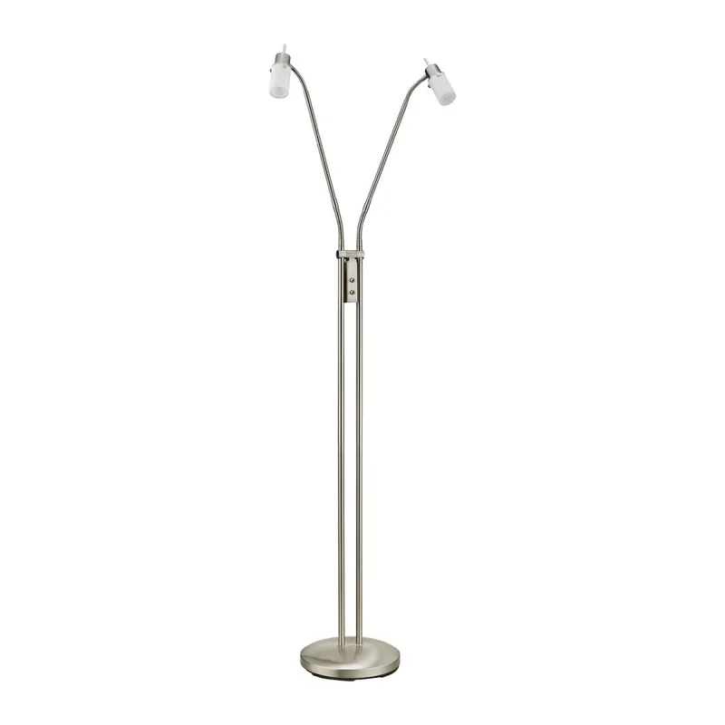 Direct Beschikbaar LED vloerlamp, ijzer, glas, flexibele spots, H 161 cm