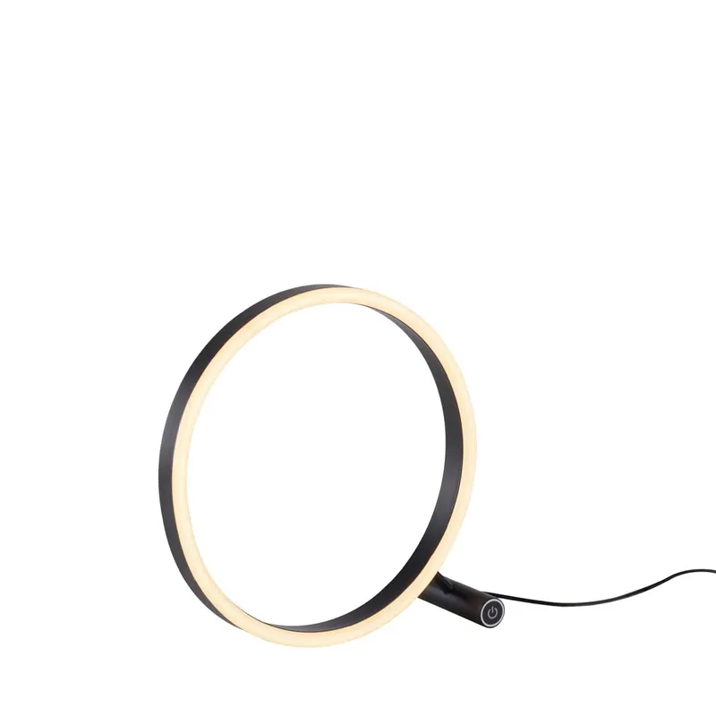 Merkproduct LED tafellamp, touchdimmer, ring design antraciet, D 28 cm