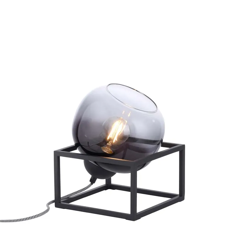 Tafellamp zwart, rookglas, H 23,6 cm Exclusieve Aanbieding