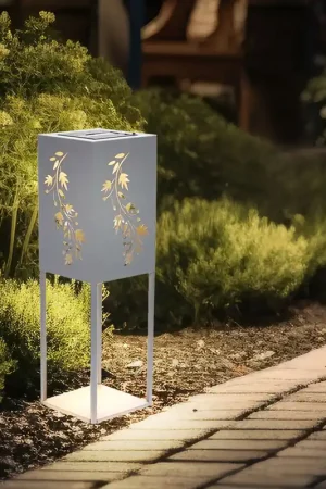 LED-zonnelicht, decoratieve zuil, roestvrij staal, grijs H 60 cm Koop Online
