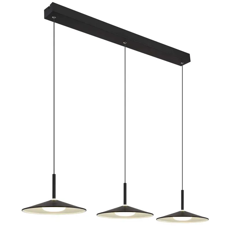 Populair LED hanglamp, 3 vlammen, zwart mat, L 95 cm
