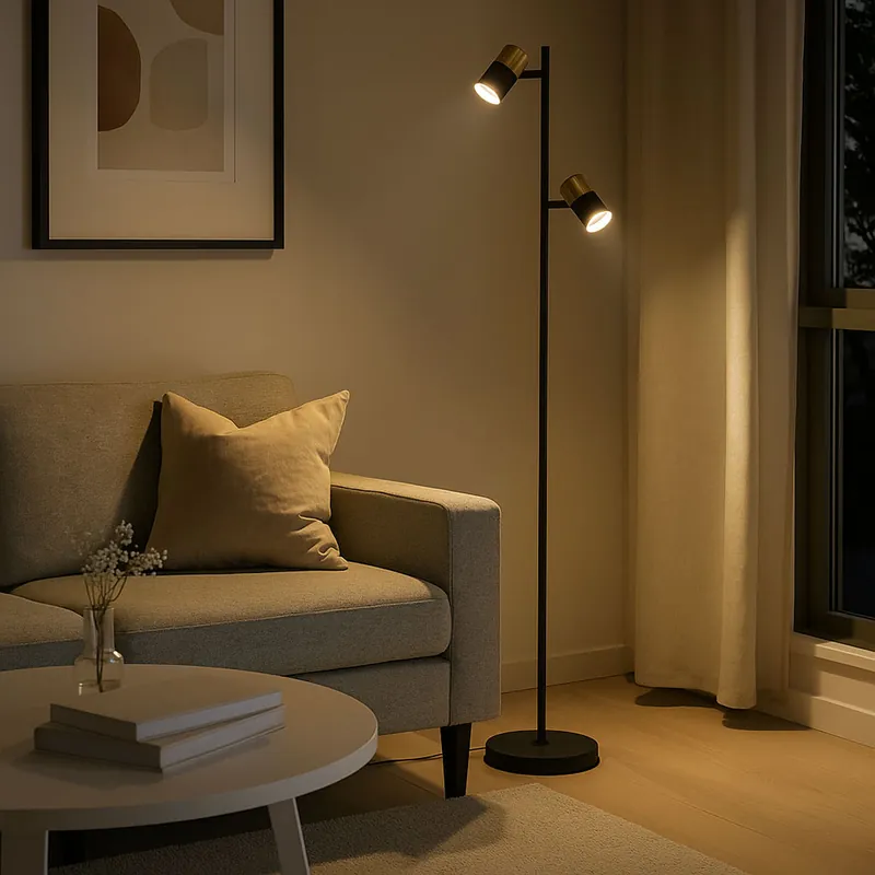 Koop Online Staande lamp, metaal, mat zwart, voetpedaalschakelaar, H 154 cm