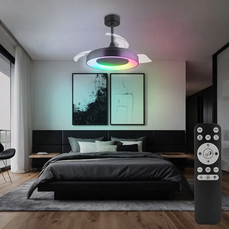 LED plafondventilator, zwart, dimbaar, afstandsbediening, D 91 cm Gecertificeerd