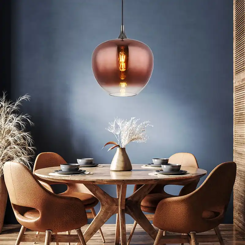 Exclusieve Aanbieding Hanglamp, glas, koper, zwart chroom, D 29 cm