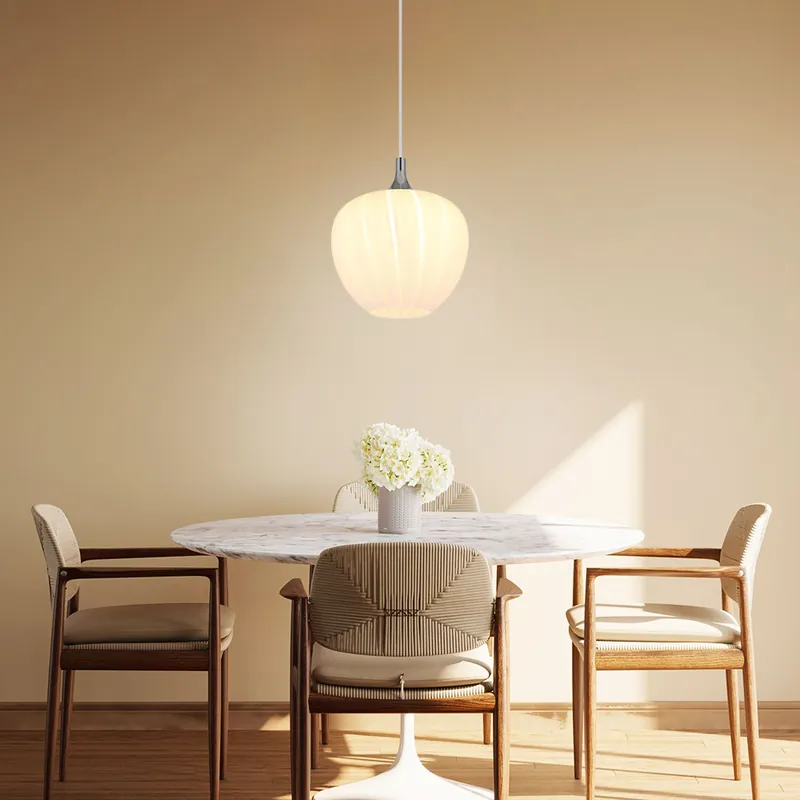 Betrouwbaar Hanglamp, glas met wit patroon, verchroomd, D 29 cm