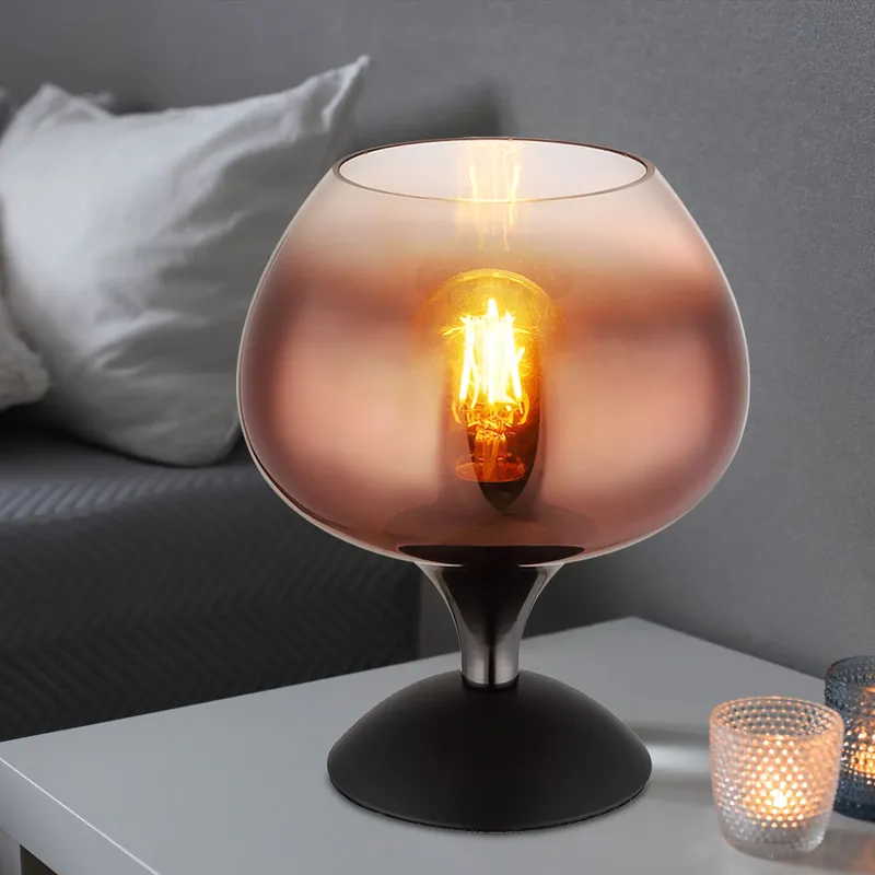 Lage Prijs Tafellamp, koperglas, mat zwart, H 20,5 cm