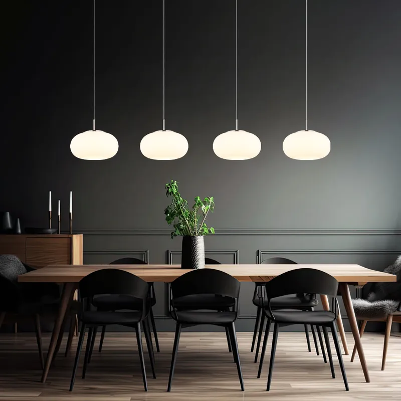 LED hanglamp, mat nikkel, opaal glas, H 150 cm Beste Prijs