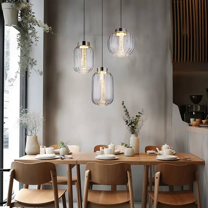 Finale Uitverkoop LED hanglamp, zwart chroom, rookglas, H 150 cm